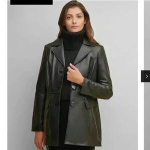 Button Front Lamb Jacket With Zipper Detail Pockets sz M